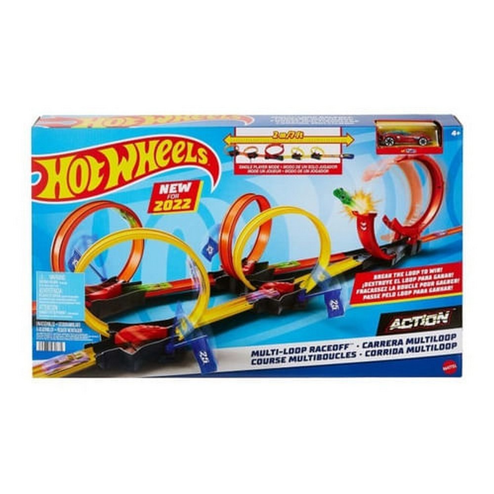 Pista De Carros Con Lanzador Hot Wheels Multi-loop Race Off Color Naranja/amarillo/rojo - 2 Piezas