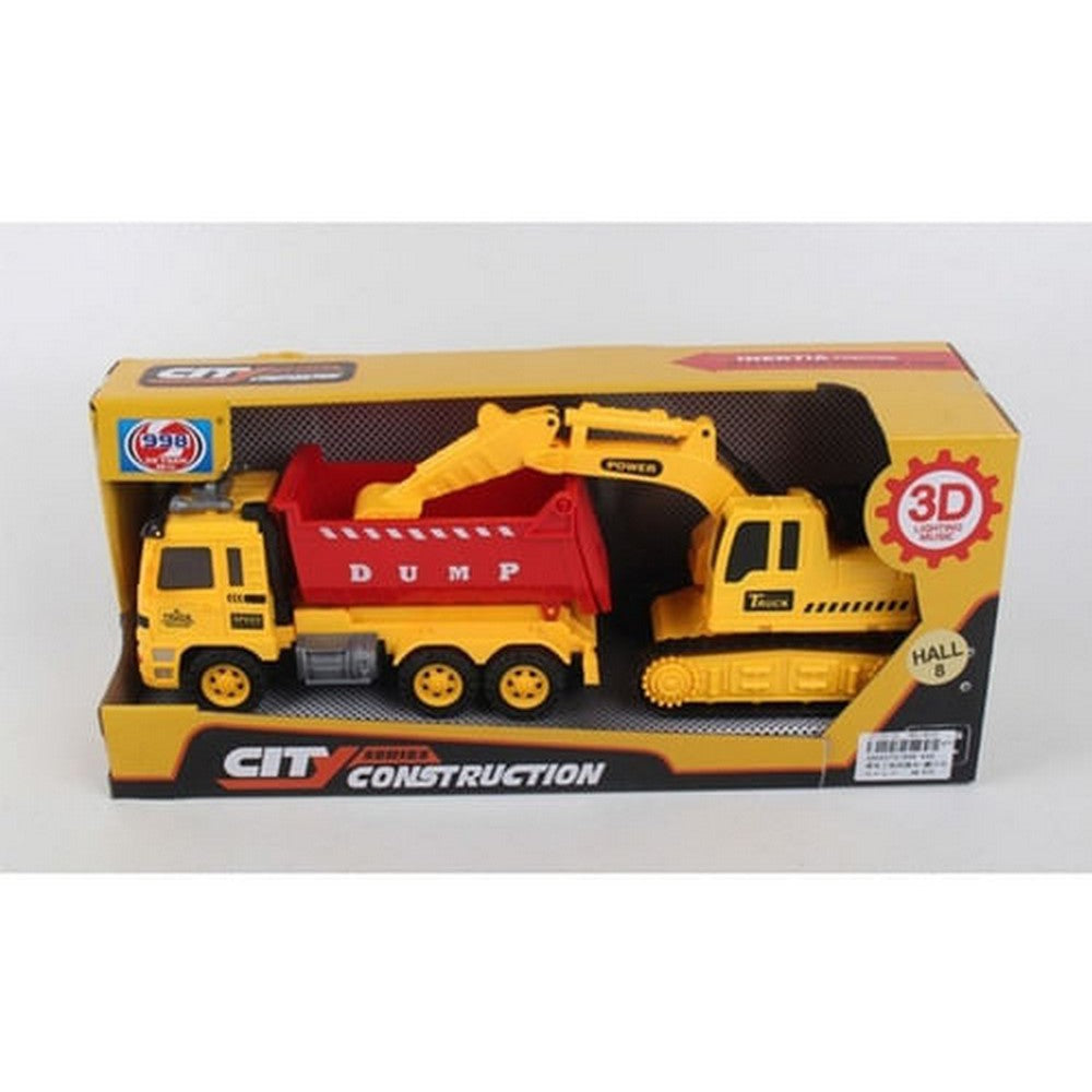 Camiones Serie Construcción Excavadora Y Volcador 1664575 Color Amarillo Y Rojo