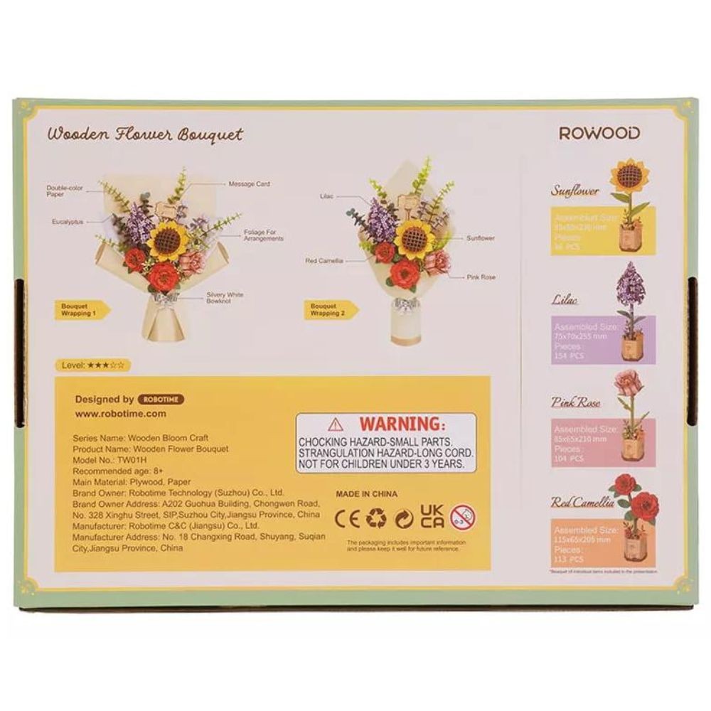Robotime Puzzle 3d Ramo De Flores De Madera Tw01h Rowood