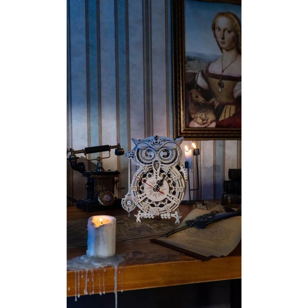 Puzzle Reloj Buho De Madera - Owl Clock - Robotime