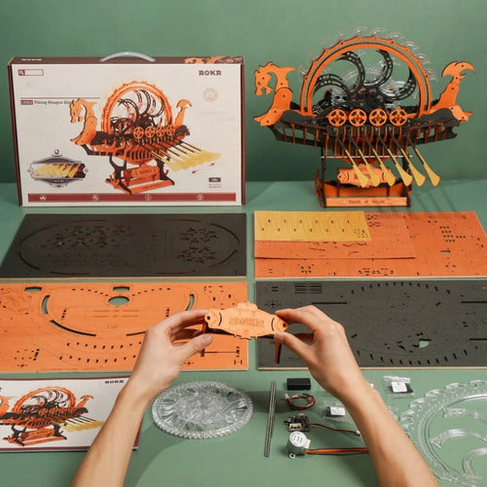Robotime Puzzle 3d Barco Dragon Vikingo Lk802 Rokr