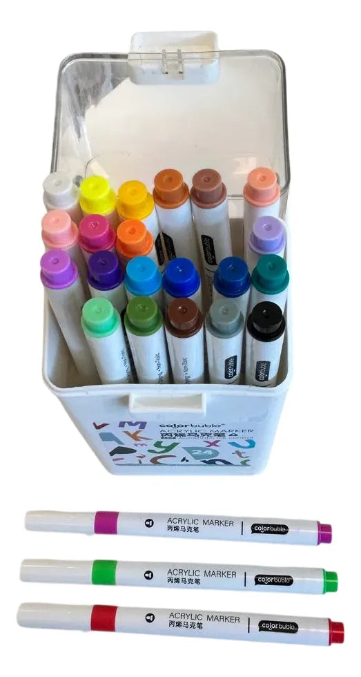 Marcadores Acrílicos Punta Redonda Estuche X24 Sl7102 Shine Surtidos