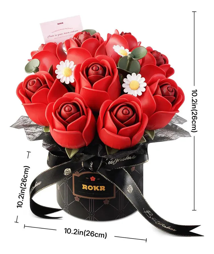 Robotime Rokr Puzzle 3d Ramo De Rosas Rojas Af02j