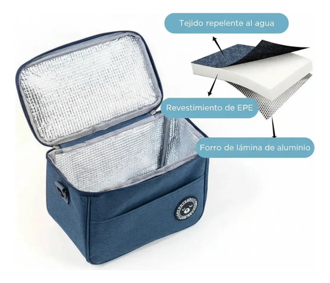 Bolso Lunchera Con Correa Azul Kl1191 Shine Azul
