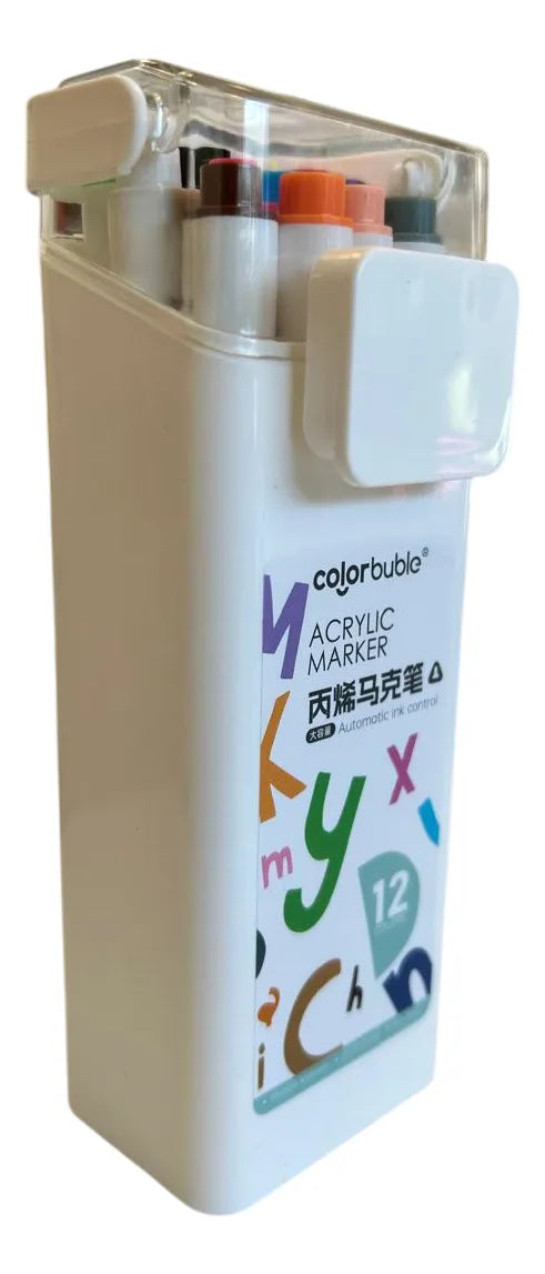 Marcadores Acrílicos Punta Redonda Estuche X12 Sl7101 Shine Surtido