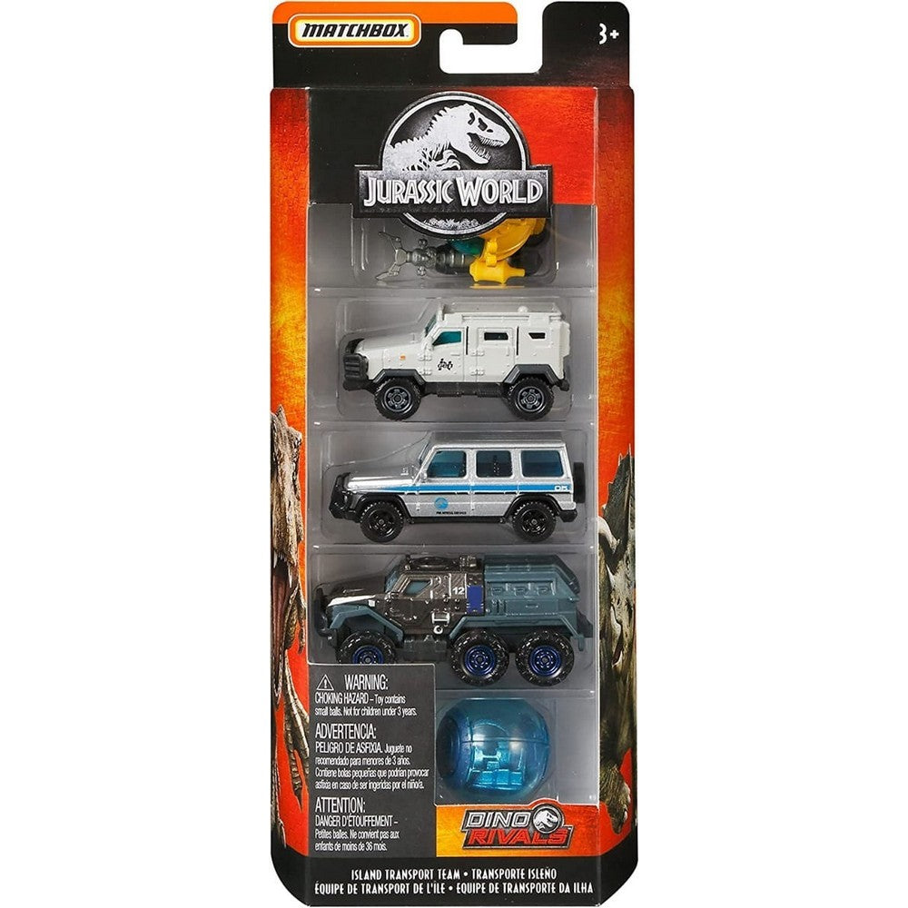 Jurassic World Matchbox Pack De 5 Autos Fmx40 Mattel