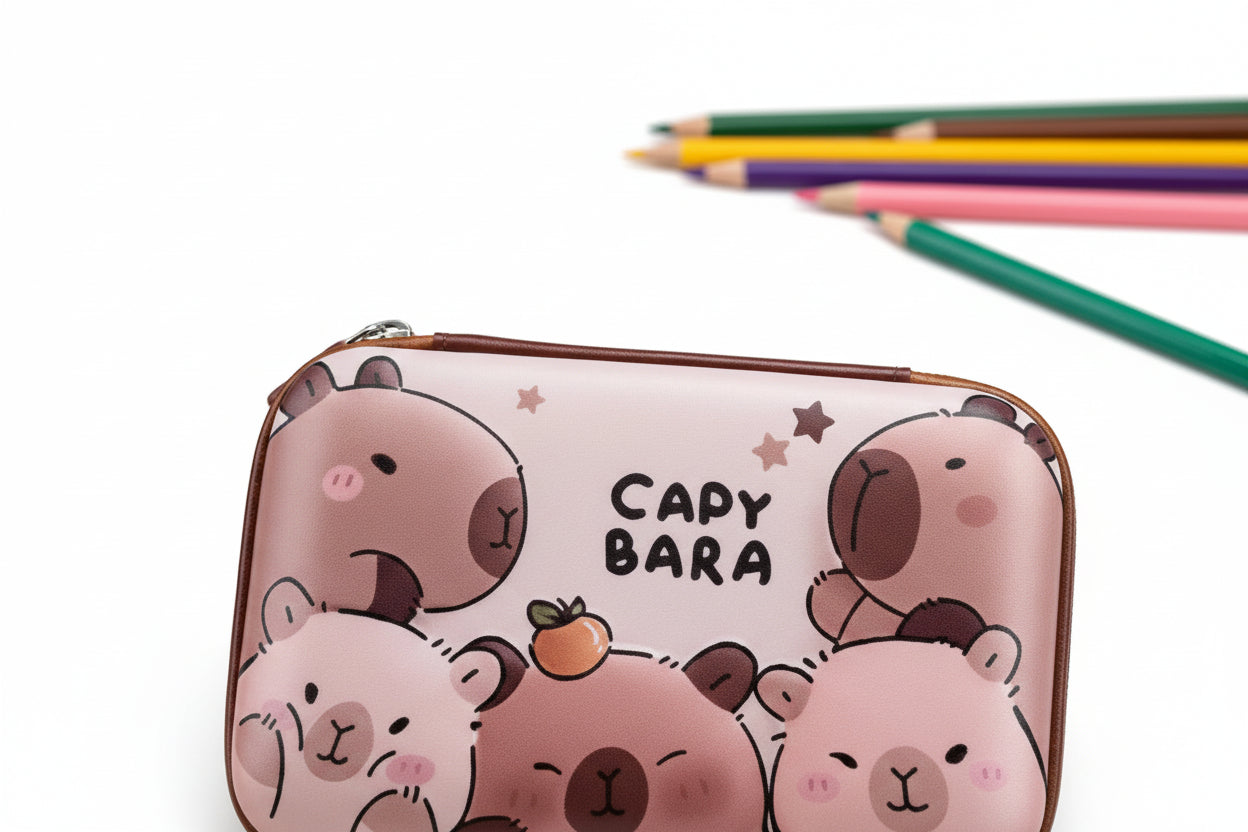 Cartuchera Escolar 3d Familia Capibara Kl1335 Shine Marrón