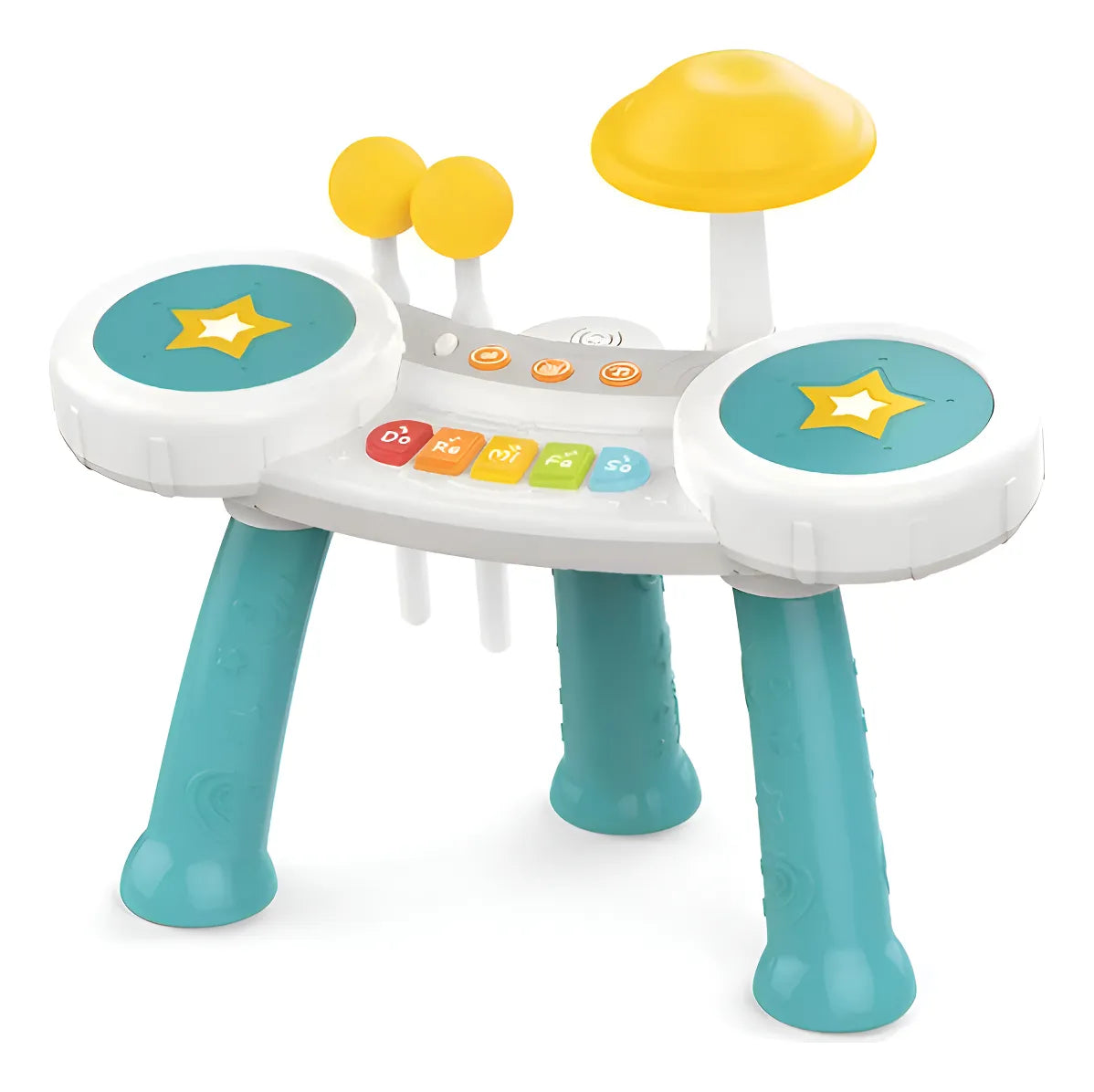 Batería Y Piano 2 En 1 Interactivo Celeste 2147835 Huanger Celeste