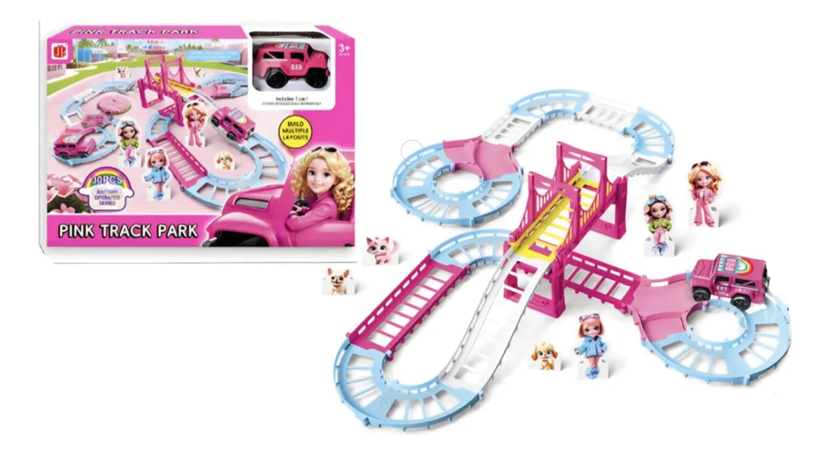 Pista Flexible Con 1 Auto 60 Piezas 3067827 Shine Rosa