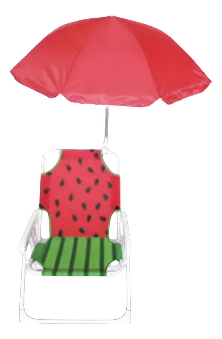 Silla Reposera Plegable Infantil Con Sombrilla Sl6313 Shine Rojo Sandia