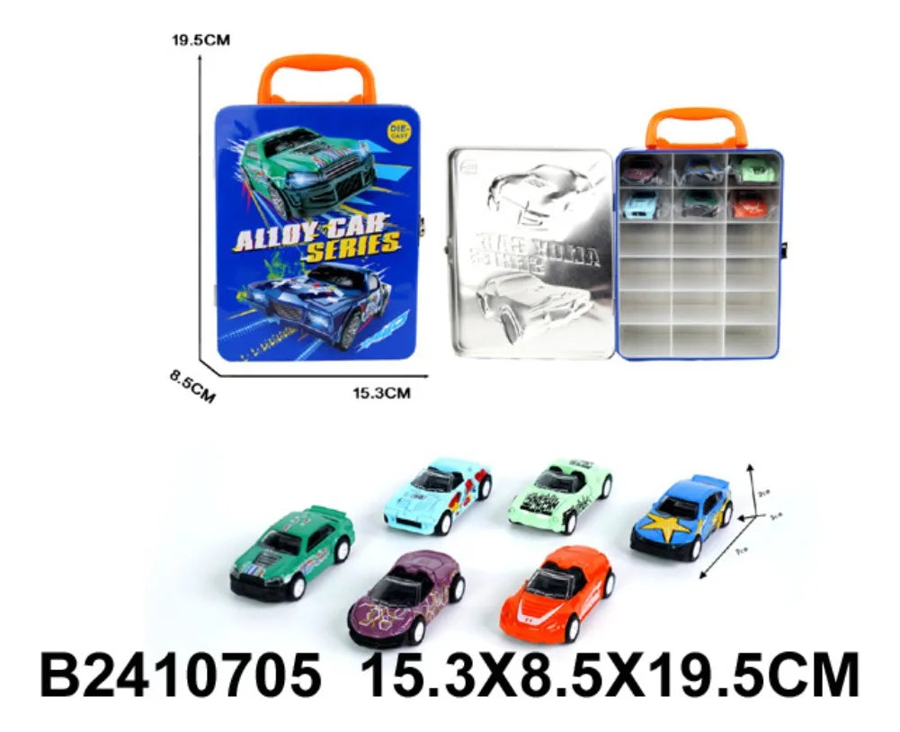 Valija Con 6 Autos Pull Back 2410705 Shine Azul