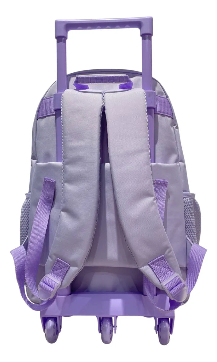 Mochila Carrito Escolar Flores 18 Pulgadas Zykl005 Shine Lila
