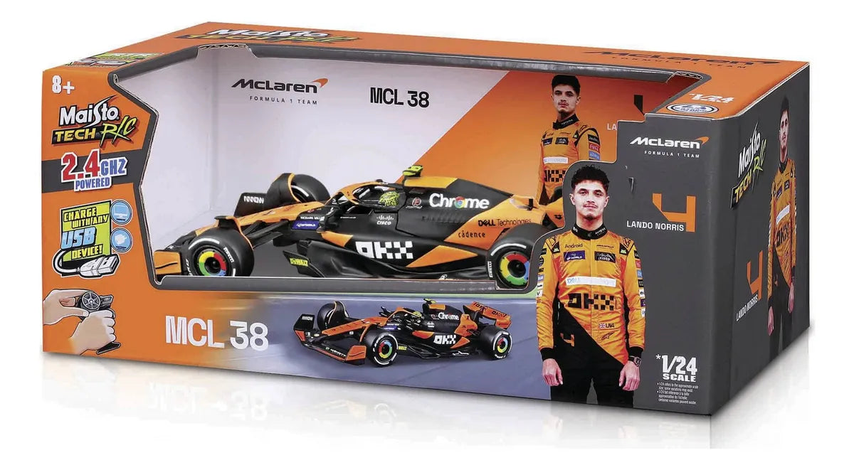Maisto R/c 1:24 Mclaren Mcl38 2024 #4 Norris 82359 Naranja