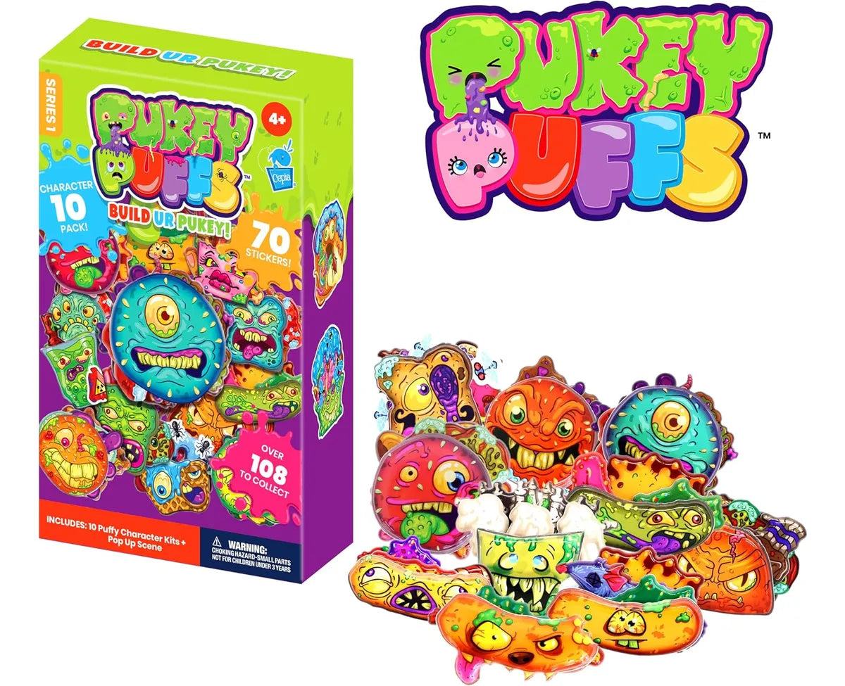 Pukey Puffs Pack 10 Personajes 3d + Stickers S1007