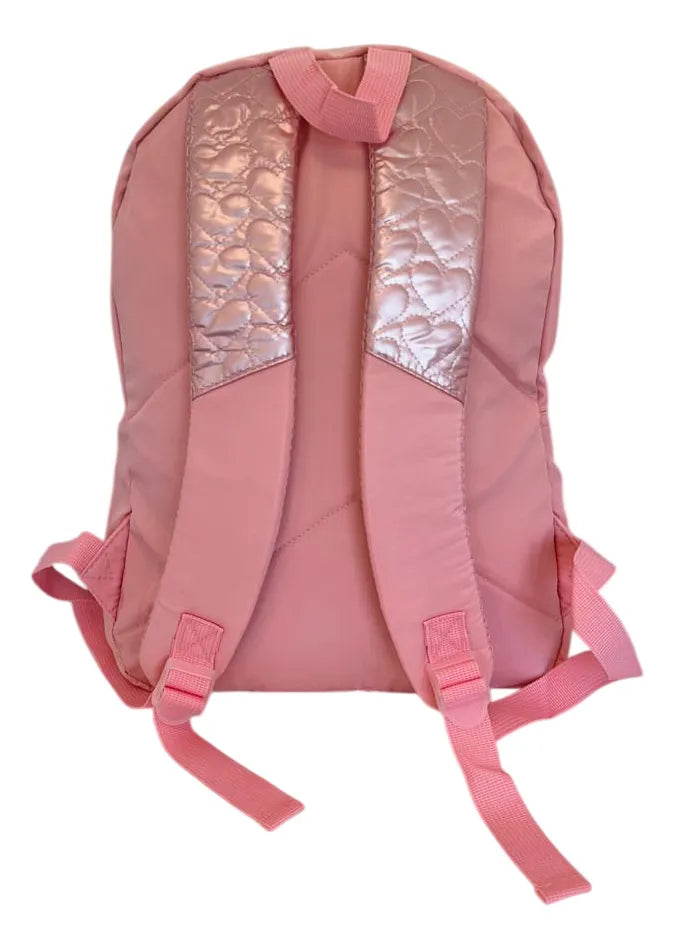 Mochila Espalda Escolar 18p Puffy Corazon Sl1903r Kinderland Rosa