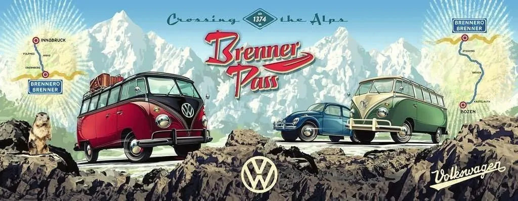 Ravensburger Puzzle 1000 Pzs Cross The Alps With Vw 12000443