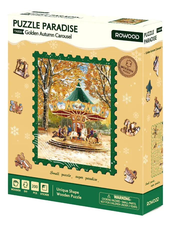 Robotime Rowood Puzzle 3d Golden Autumn Carousel Ta008