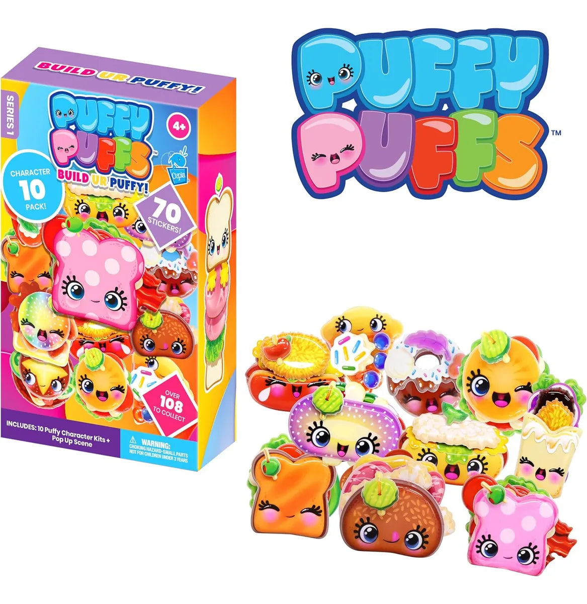 Puffy Puffs Pack 10 Personajes 3d + Stickers S1003