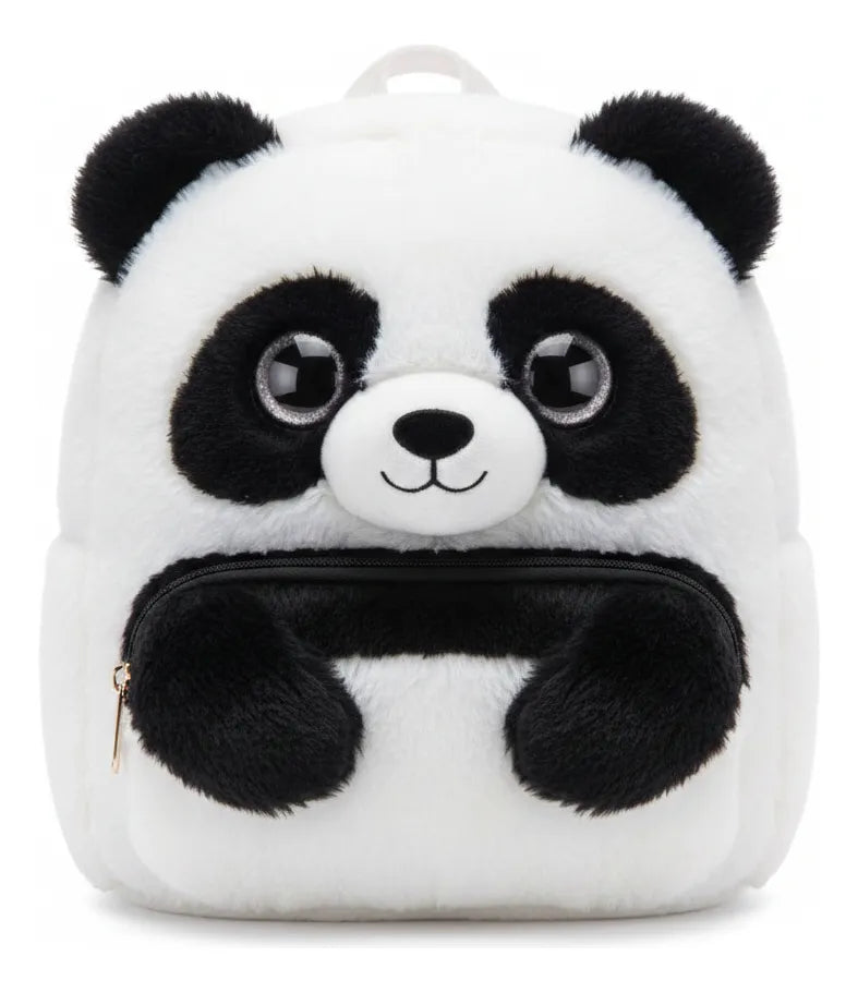 Mochila Peluche De Panda Kl1205 Shine Blanco