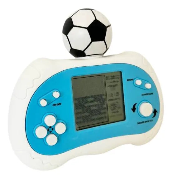 Juego Pop It Mini Tetris Electrónico Pelota Futbol Kl622 Celeste Con Blanco