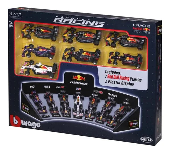 Bburago 1:43 Red Bull Racing 7 Autos + Soporte De Exposición Varios