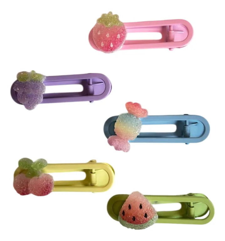 Hebilla Clip Metal Con Aplique De Acrílico Kawaii Kl325 Multicolor