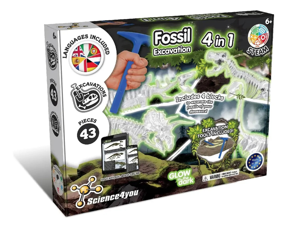 Science4you Excavación Fósiles 4 En 1 Glow 80004943