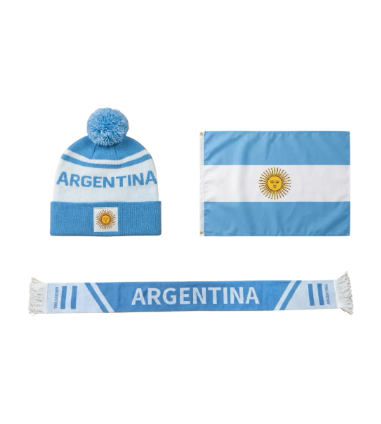 Combo Bandera Gorro Y Bufanda Selección Argentina Argentina
