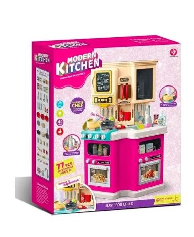 Cocina Moderna Interactiva Luz, Sonido Y Agua 77pcs 2885354 Rosa