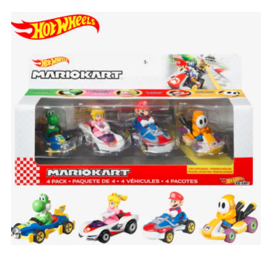Hot Wheels Set De Pista Mario Kart X4 Karts De Metal Gwb36 Negro