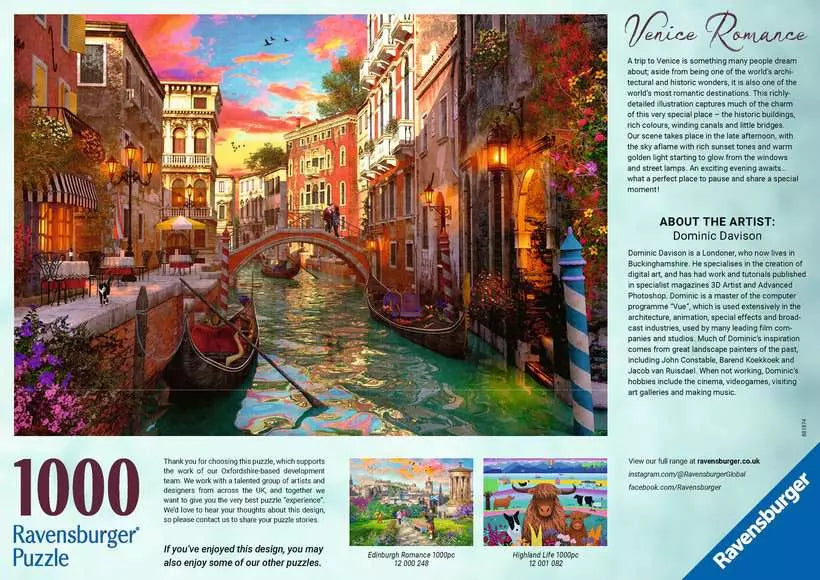 Ravensburger Puzzle 1000 Pzs Venice Romance 12000056