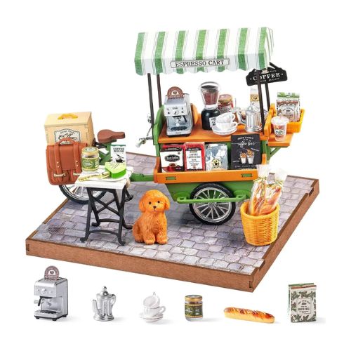 Robotime Puzzle 3d Aromatic Coffee Cart Rolife Dg182