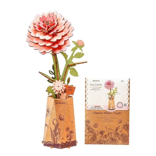 Robotime Puzzle 3d Dahlia Rosa Rowood Tw131