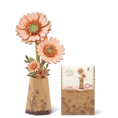 Robotime Puzzle 3d Margarita Gerbera Naranja Rowood Tw111