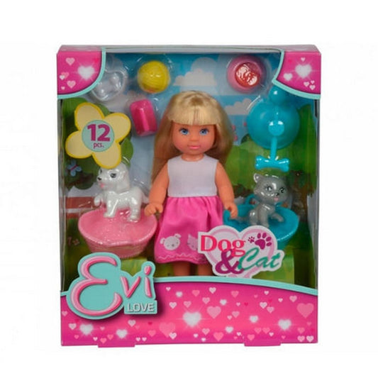 Muñeca Evi Con Perro Y Gato 105733044