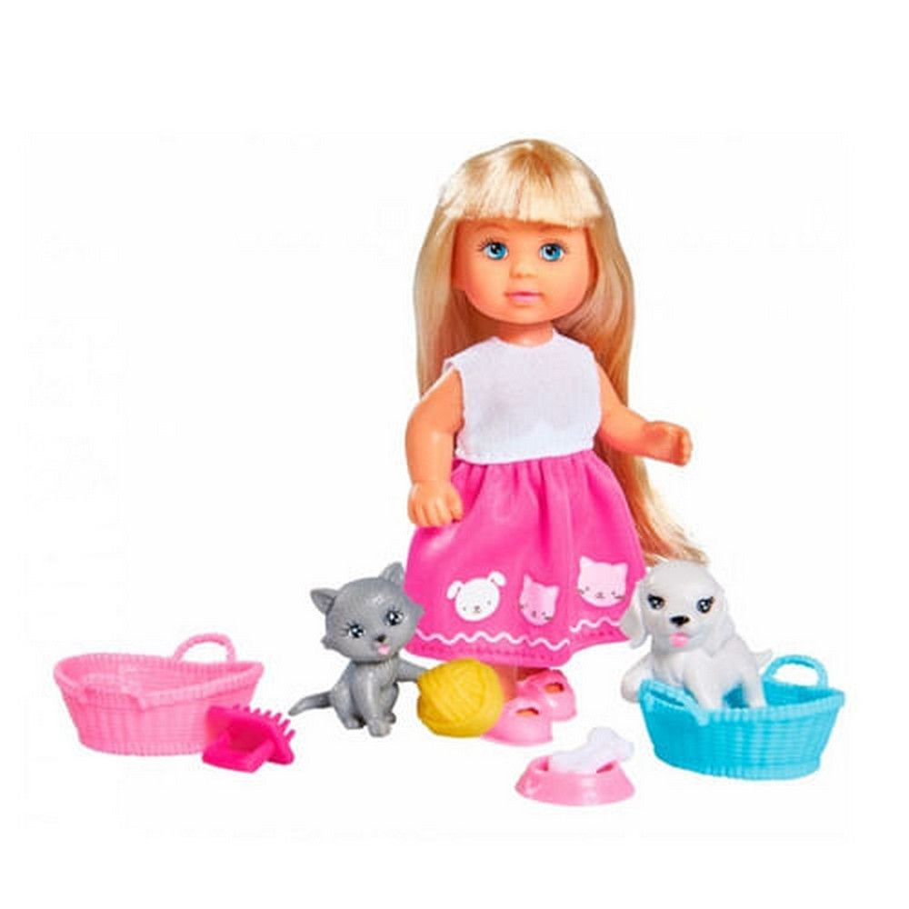 Muñeca Evi Con Perro Y Gato 105733044