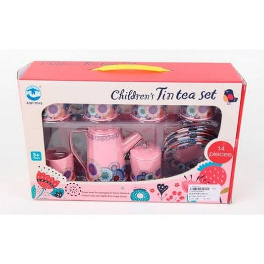 Juego De Té Tazas Tetera Platos 14 Pcs 1720519 E.normal Color Rosa