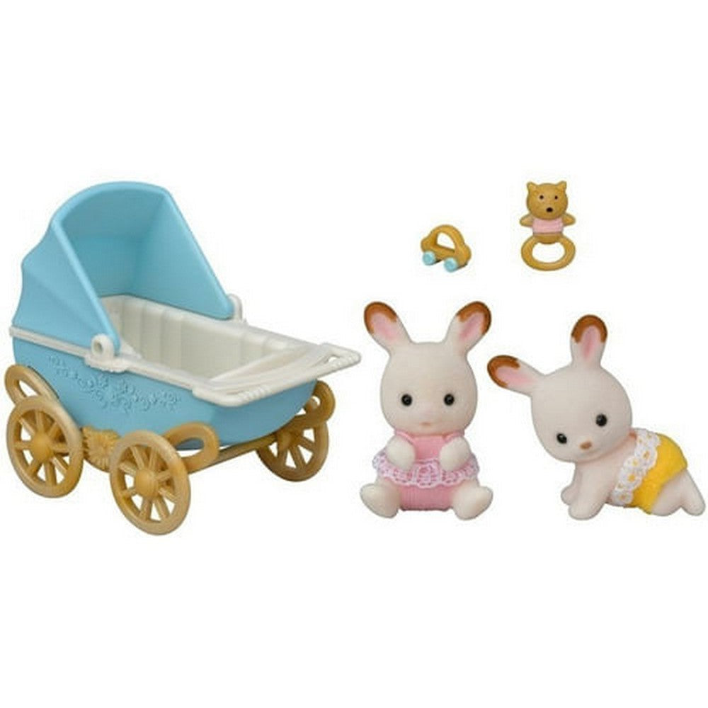 Sylvanian Gemelos Conejo Chocolate Con Cochecito 05432sy