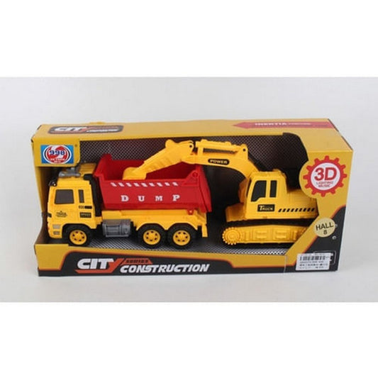 Camiones Serie Construcción Excavadora Y Volcador 1664575 Color Amarillo Y Rojo