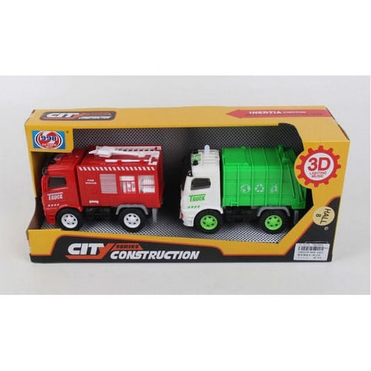 Set Camiones Bombero Y Recolector Con Sonido 1664578 E.n