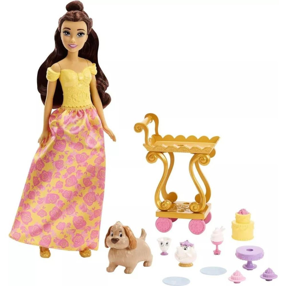 Muñeca Disney Princesas Bella Carrito Tea Time Hlw20 Mattel