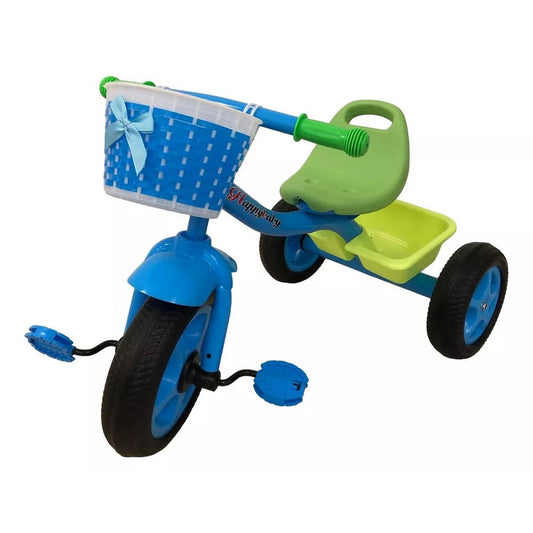 Triciclo Infantil Con Canasto Celeste Yx-t03