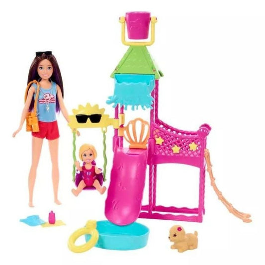 Barbie Skipper Muñeca Parque Acuatico Y Tobogán Hkd80 Mattel