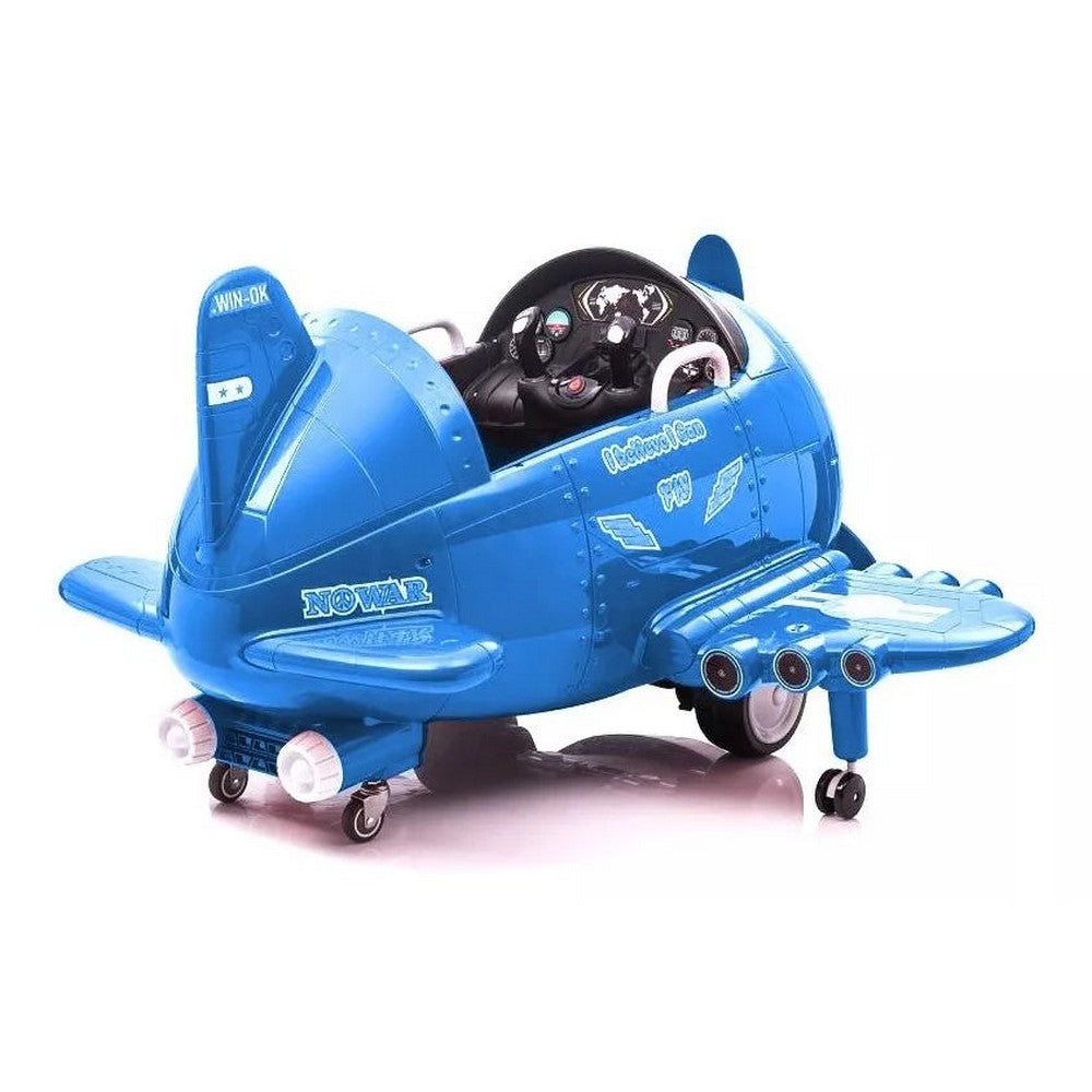 Auto A Batería Avión Celeste Con Control 6v Shl320201 Shine