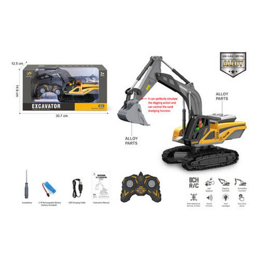 Excavadora 1:22 R/c Metal Con Luz Y Sonido (8ch) 2308555 Color Multicolor
