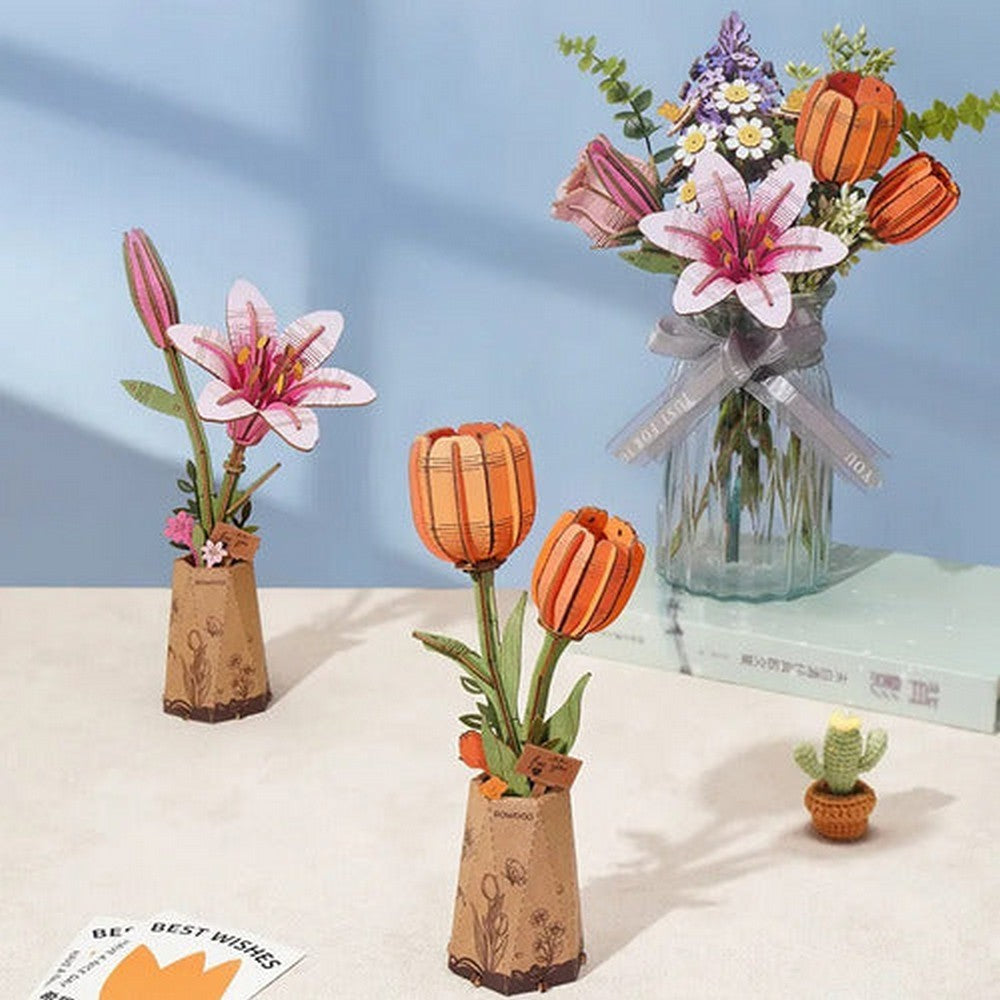 Robotime Puzzle 3d Tulipan Naranja Tw081 Rowood