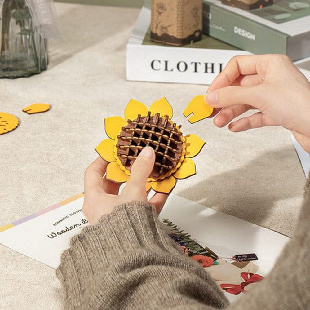 Puzzle 3d - Flores De Madera - Sunflower - Rowood