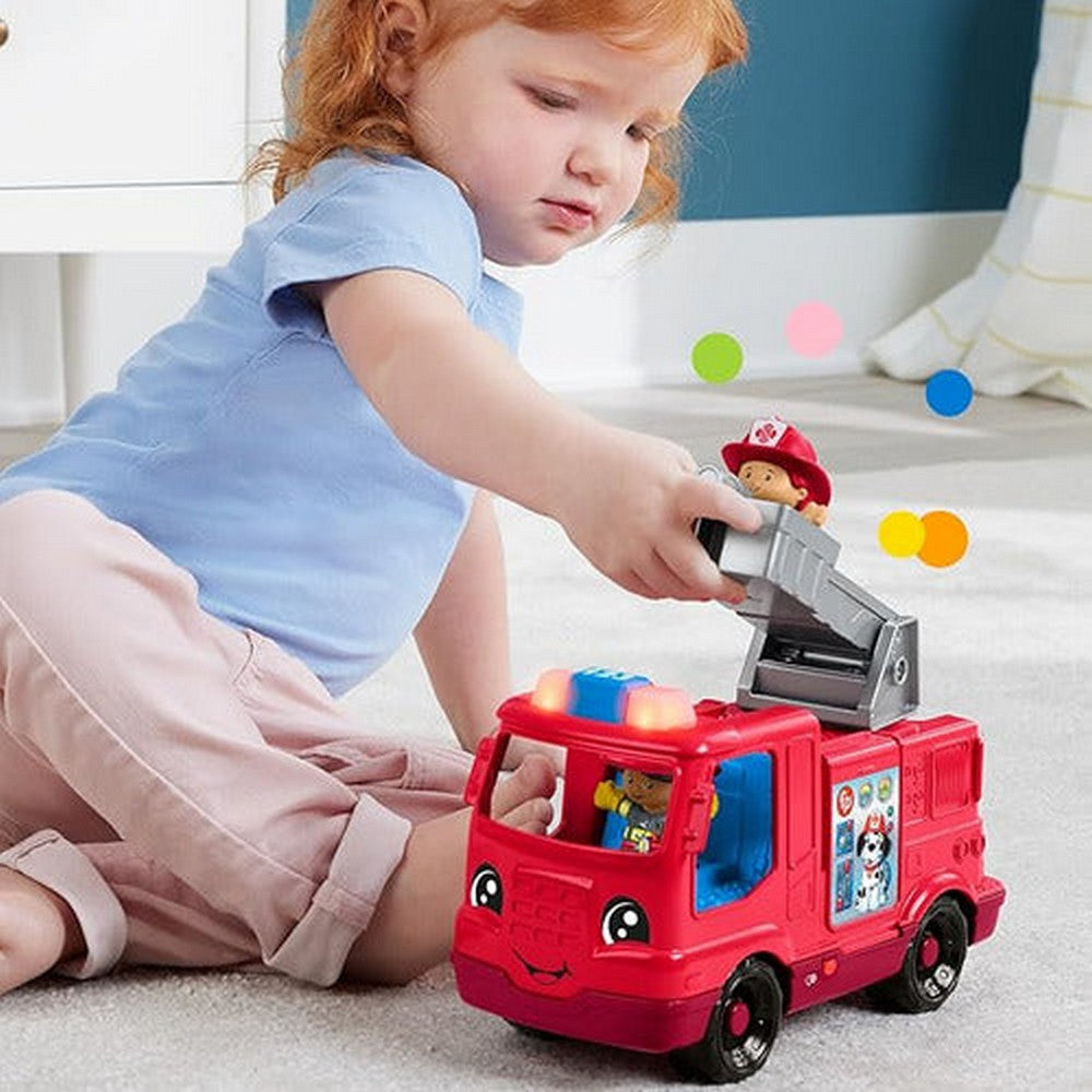 Juguete Camión Bomberos Fisher-price Little People 2 Figuras Color Rojo