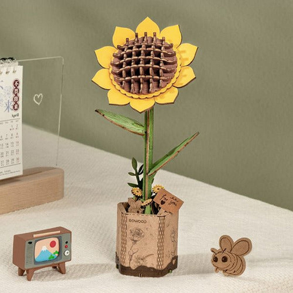 Puzzle 3d - Flores De Madera - Sunflower - Rowood