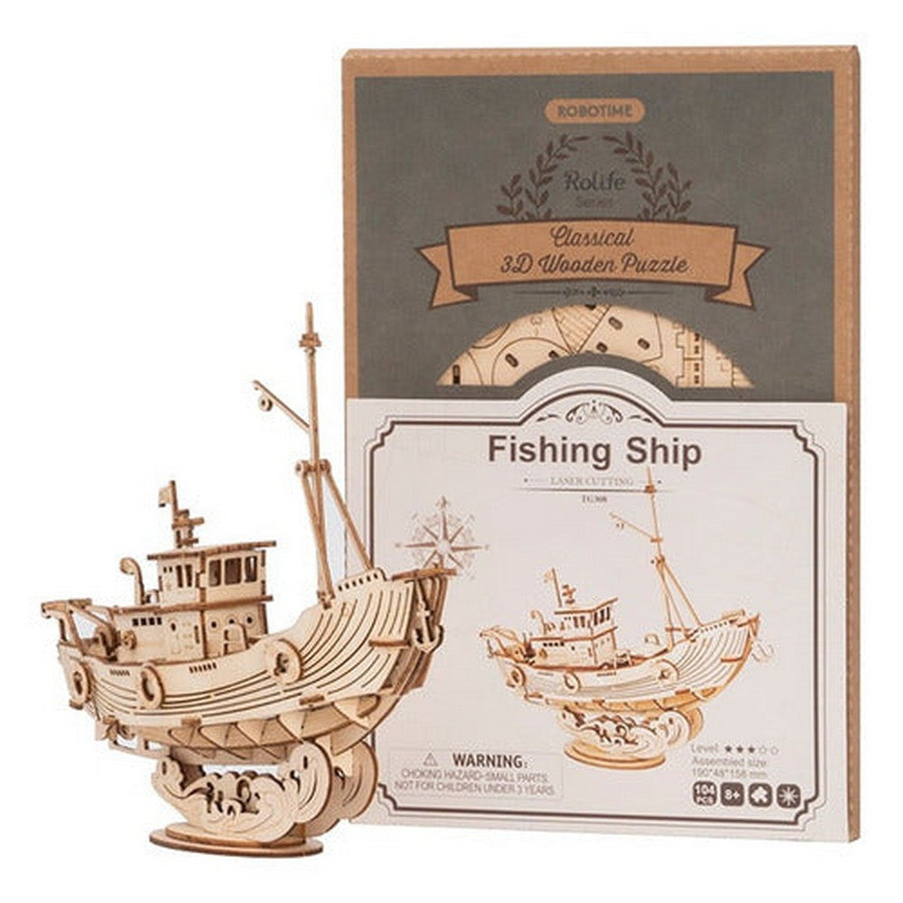 Bote De Pesca De Madera Puzzle 3d Tg308